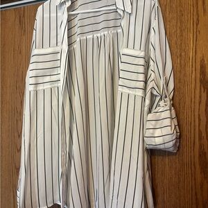 Maurices White and Black Striped Button Down Shirt